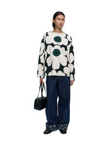 Marimekko - Huljua Unikko -trikoopaita - 166 DARK GREEN, BEIGE MELANGE | Stockmann