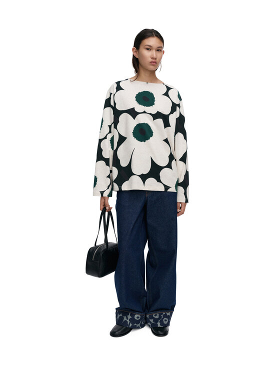 Marimekko - Huljua Unikko -trikoopaita - 166 DARK GREEN, BEIGE MELANGE | Stockmann - photo 1