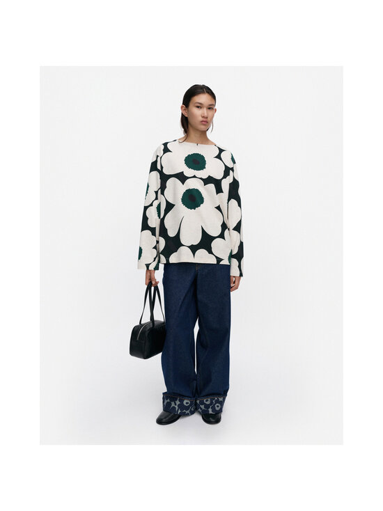 Marimekko - Huljua Unikko -trikoopaita - 166 DARK GREEN, BEIGE MELANGE | Stockmann - photo 2