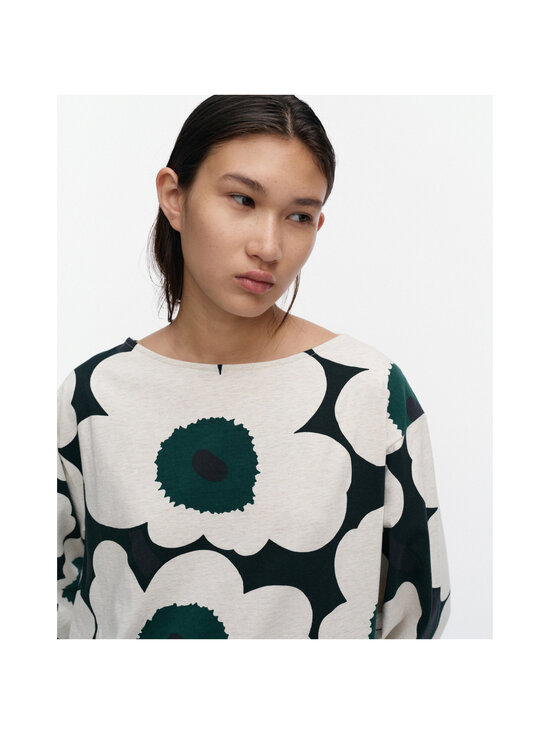 Marimekko - Huljua Unikko -trikoopaita - 166 DARK GREEN, BEIGE MELANGE | Stockmann - photo 3