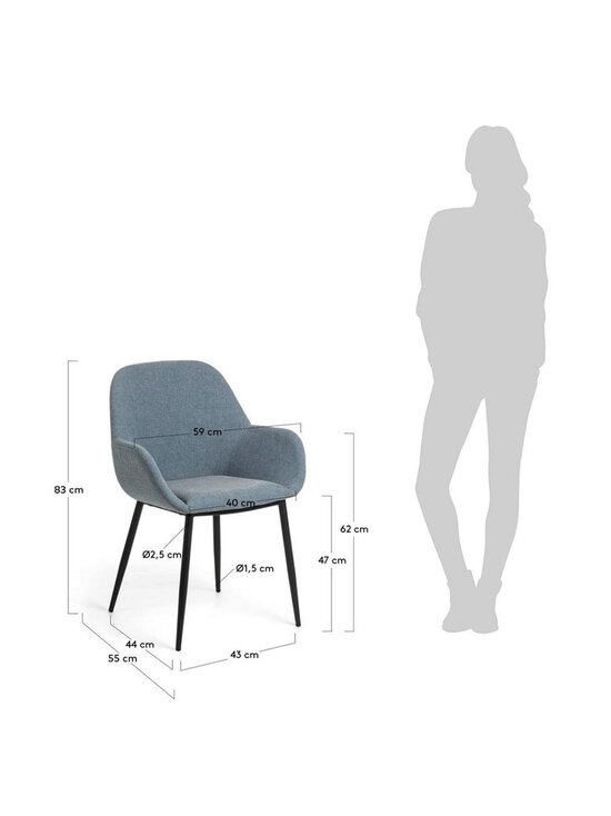 Kave Home - Konna-tuoli vaaleansininen/musta - BLUE | Stockmann - photo 4