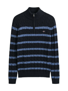 GANT - Palmikkoes kampsun Striped Cotton Half Zip - 433 EVENING BLUE | Stockmann