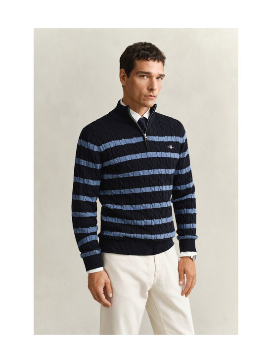 GANT - Palmikkoes kampsun Striped Cotton Half Zip - 433 EVENING BLUE | Stockmann - photo 2