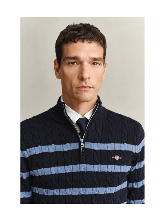 GANT - Palmikkoes kampsun Striped Cotton Half Zip - 433 EVENING BLUE | Stockmann - photo 4