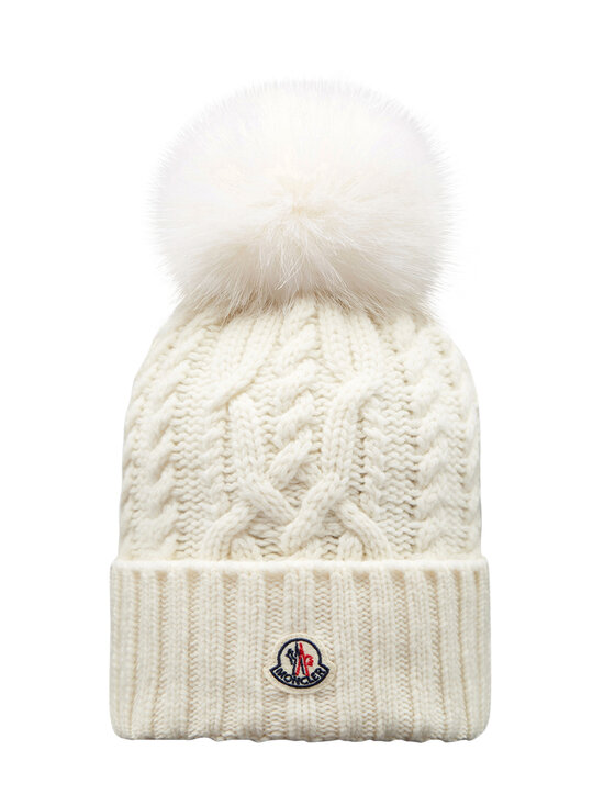 Moncler - Tupsullinen palmikkoneulepipo - 002 WHITE | Stockmann - photo 1