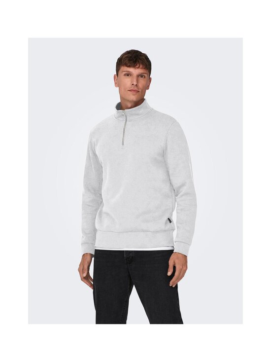 Only & Sons - OnsCeres Half Zip -collegepaita - SUPER LIGHT GREY MELANGE | Stockmann - photo 3