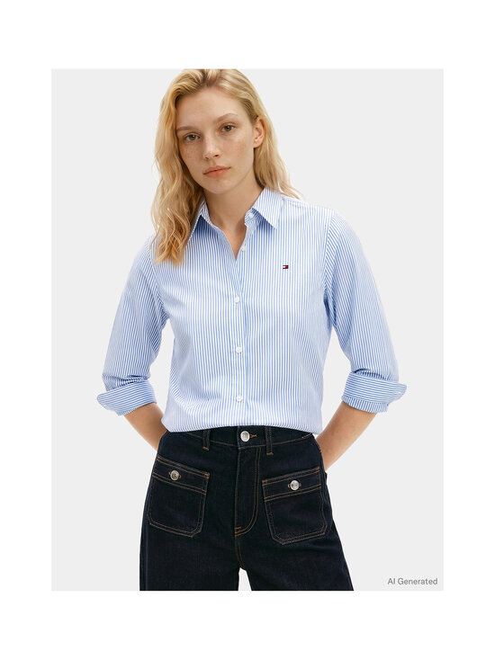 Tommy Hilfiger - Poplin Regular kreklblūze - 0BC CLASSIC ITHACA STP MESMERIZING BLUE | Stockmann - photo 4