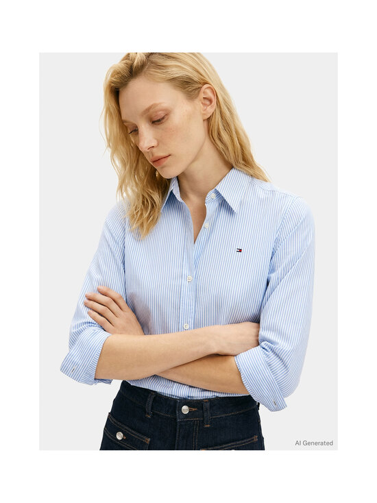 Tommy Hilfiger - Poplin Regular kreklblūze - 0BC CLASSIC ITHACA STP MESMERIZING BLUE | Stockmann - photo 5
