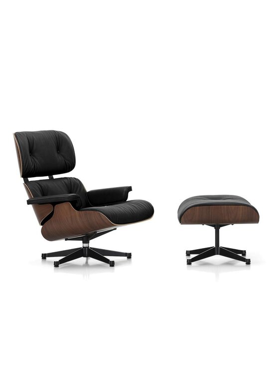 Vitra - Eames Lounge -nojatuoli ja rahi Premium-nahka 66 nero / tumma pähkinä - BLACK | Stockmann - photo 1