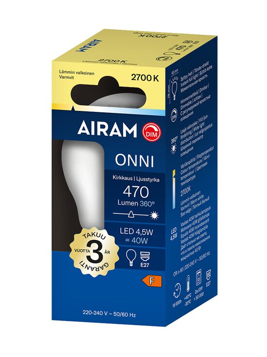 Airam - LED P45 827 470lm E27 -himmennettävä filamenttilamppu - TRANSPARENT | Stockmann - photo 2