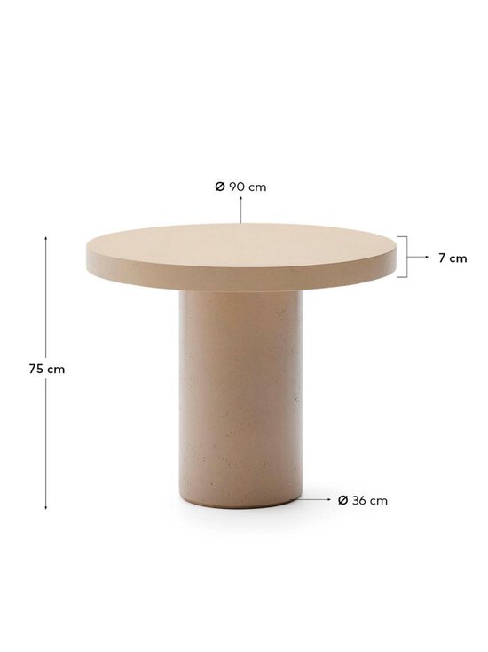 Kave Home - Aiguablava-ruokapöytä beige ⌀ 90 cm - BEIGE | Stockmann - photo 5