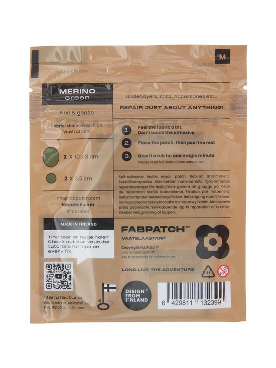 Vaatelaastari FabPatch - Merino-tekstiilin korjauslaastari - GREEN - photo 3 Vaatelaastari FabPatch - Merino-tekstiilin korjauslaastari - GREEN | Stockmann - photo 3