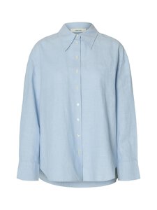 Selected - SlfCleo Oversize -pellavasekoitepaita - DUSTY BLUE DETAIL:MIX W WHITE | Stockmann