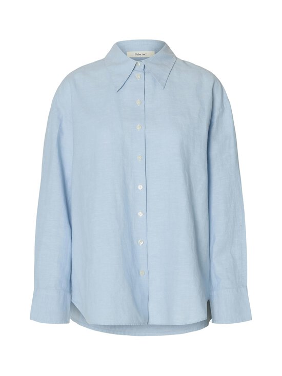 Selected - SlfCleo Oversize -pellavasekoitepaita - DUSTY BLUE DETAIL:MIX W WHITE | Stockmann - photo 1
