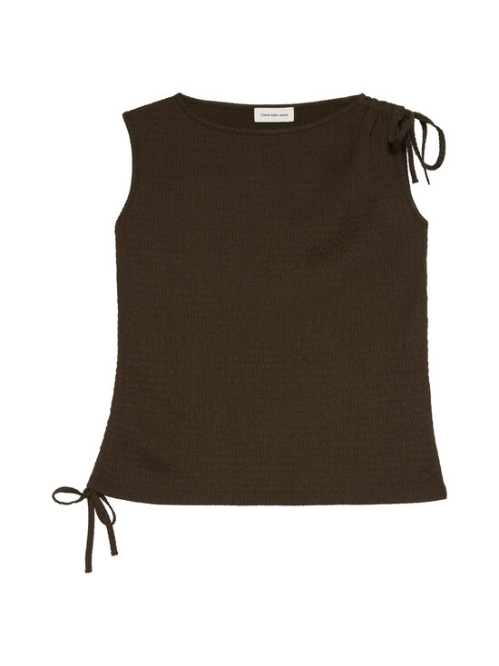 Calvin Klein Jeans - Sleeveless Textured Tied -toppi - TO2 DARK COFFEE | Stockmann - photo 1
