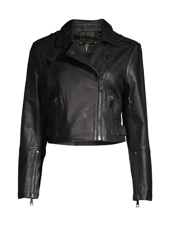 SSALLI Cropped Leather Biker Jacket -nahkatakki