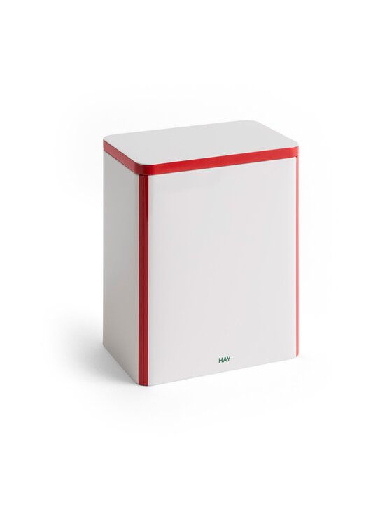 Tin Large Off White And Red -peltirasia 17 x 11.1 x 20 cm