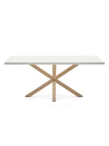 Kave Home - Argo-ruokapöytä valkoinen melamiini / puunvärinen teräs 200 x 100 cm - WHITE | Stockmann