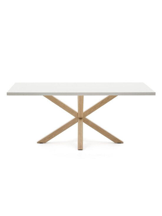 Kave Home - Argo-ruokapöytä valkoinen melamiini / puunvärinen teräs 200 x 100 cm - WHITE | Stockmann - photo 1