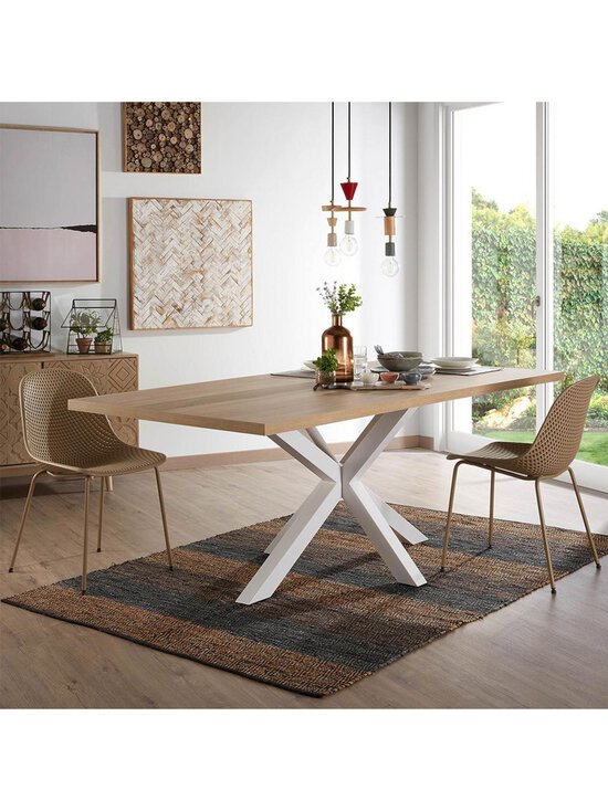 Kave Home - Argo-ruokapöytä valkoinen melamiini / puunvärinen teräs 200 x 100 cm - WHITE | Stockmann - photo 6