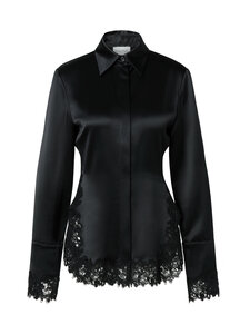 Malina - Malou Satin Lace Hem -pusero - 10007 BLACK | Stockmann