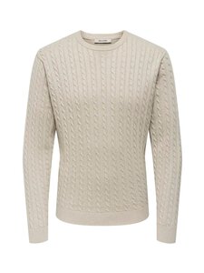 Only & Sons - OnsLoui Crew -palmikkoneule - OATMEAL DETAIL:MELANGE | Stockmann