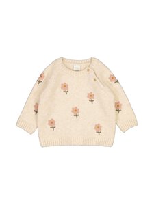 Lindex - Embroidery Jumper -neule - 1827 LIGHT BEIGE MELANGE | Stockmann