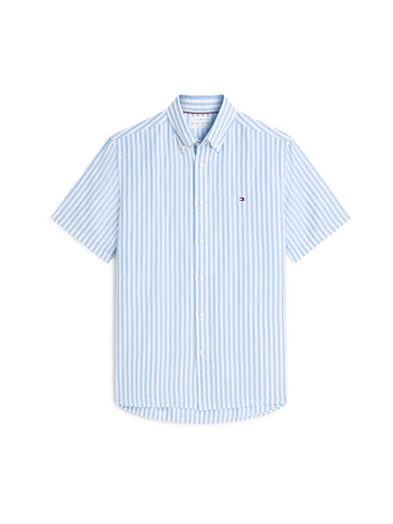 Tommy Hilfiger - Bengal Stripe kokvilnas-lina krekls ar apkakli - 0A4 BLUE SPELL / STRIPE | Stockmann - photo 1