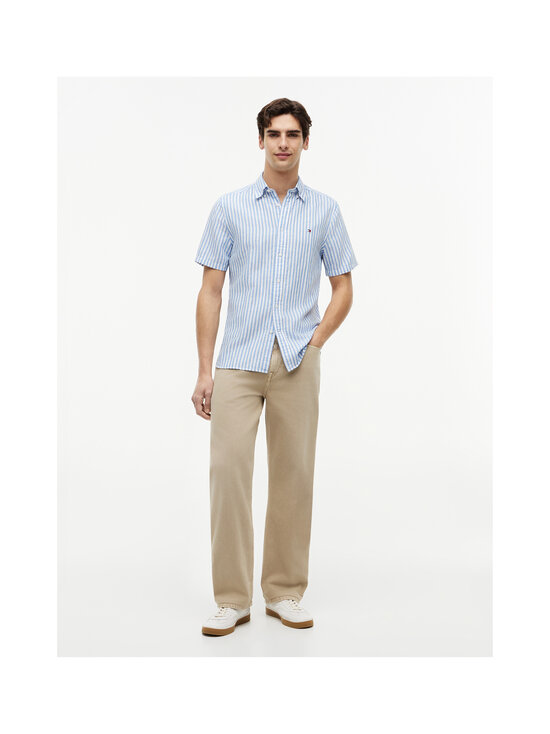 Tommy Hilfiger - Bengal Stripe kokvilnas-lina krekls ar apkakli - 0A4 BLUE SPELL / STRIPE | Stockmann - photo 2