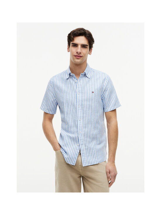 Tommy Hilfiger - Bengal Stripe kokvilnas-lina krekls ar apkakli - 0A4 BLUE SPELL / STRIPE | Stockmann - photo 3