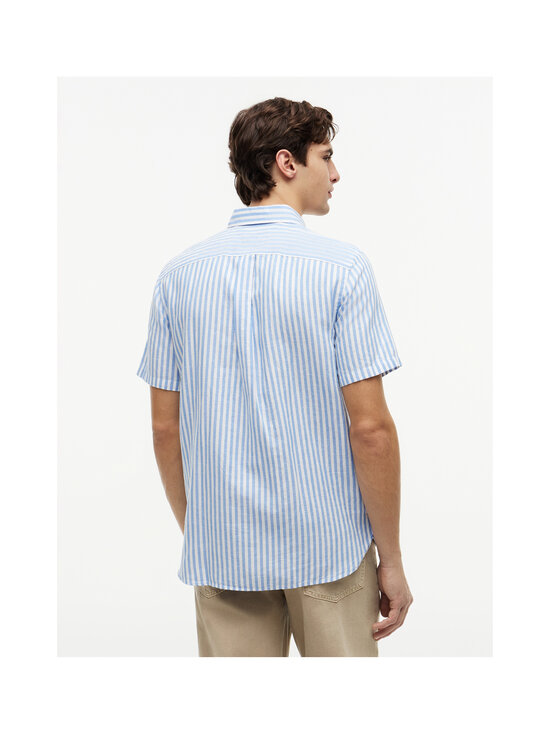 Tommy Hilfiger - Bengal Stripe kokvilnas-lina krekls ar apkakli - 0A4 BLUE SPELL / STRIPE | Stockmann - photo 4