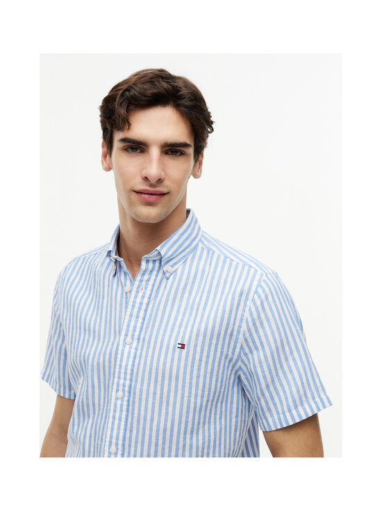 Tommy Hilfiger - Bengal Stripe kokvilnas-lina krekls ar apkakli - 0A4 BLUE SPELL / STRIPE | Stockmann - photo 5