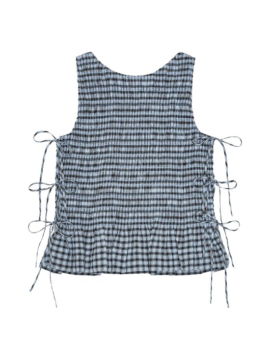 Ganni - Seersucker Check Smock Tie -toppi - 326 SOFT CHAMBRAY - photo 1 Ganni - Seersucker Check Smock Tie -toppi - 326 SOFT CHAMBRAY | Stockmann - photo 1