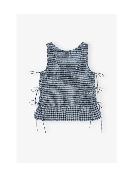Ganni - Seersucker Check Smock Tie -toppi - 326 SOFT CHAMBRAY - photo 2 Ganni - Seersucker Check Smock Tie -toppi - 326 SOFT CHAMBRAY | Stockmann - photo 2