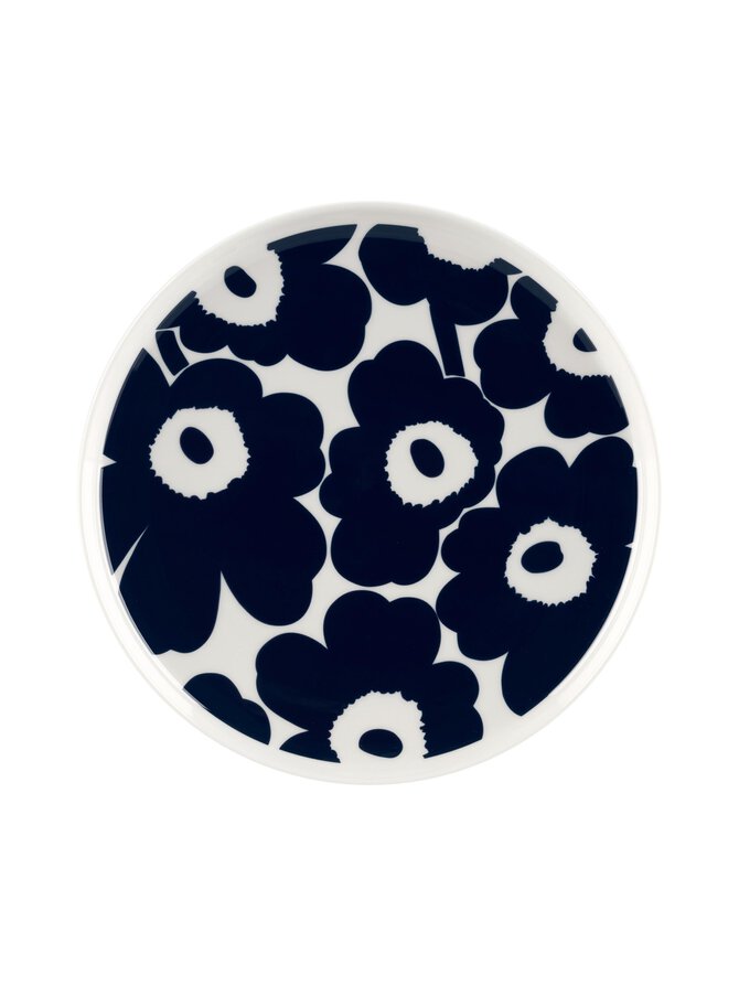 White and dark blue plate