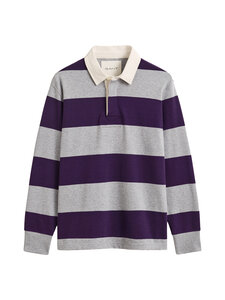 GANT - Striped Heavy Rugger -paita - 93 GREY MELANGE | Stockmann