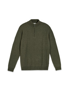 SAND Copenhagen - Ibro Modern Fit Half Zip vilnas džemperis - 380 DARK OLIVE GREEN | Stockmann