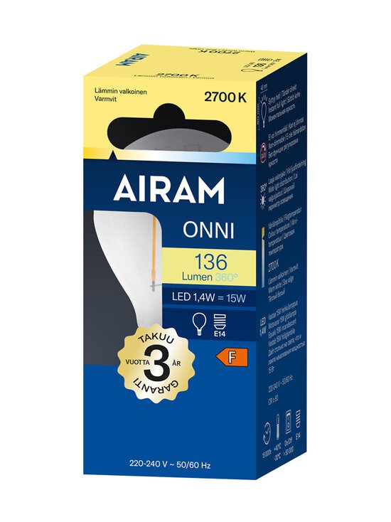 Airam - LED P45 827 136lm E14 -filamenttilamppu - TRANSPARENT | Stockmann - photo 2