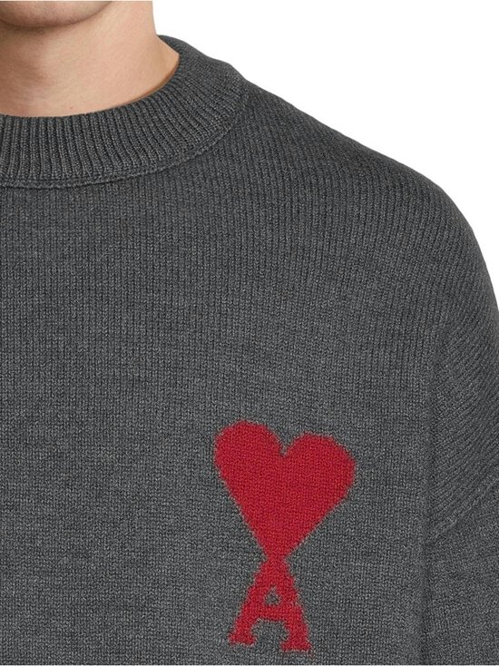 Ami - Contrasted Ami De Coeur -neulepaita - 084 : GRIS CHINE / ROUGE | Stockmann - photo 4