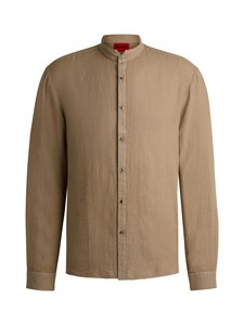 HUGO - Elvory-pellavakauluspaita - 219 MEDIUM BROWN | Stockmann