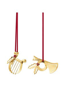 Georg Jensen - Horn & Harp Set - 18K kullatut joulukoristeet 2 kpl - GOLD | Stockmann