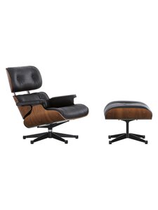 Vitra - Eames Lounge -nojatuoli ja rahi, pähkinä / Premium F -nahka 66 musta - BLACK, BROWN | Stockmann