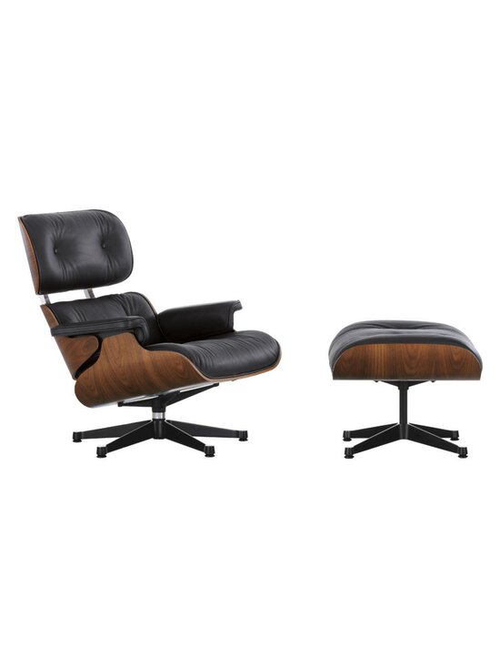 Vitra - Eames Lounge -nojatuoli ja rahi, pähkinä / Premium F -nahka 66 musta - BLACK, BROWN | Stockmann - photo 1