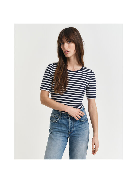 GANT - Slim Striped Ribbed T-krekls - 433 EVENING BLUE | Stockmann - photo 2