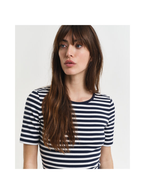 GANT - Slim Striped Ribbed T-krekls - 433 EVENING BLUE | Stockmann - photo 4