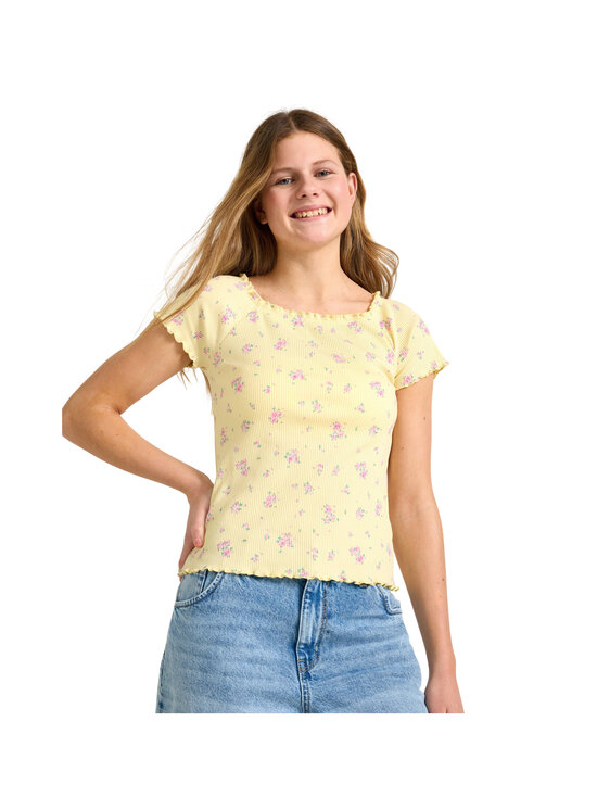 Lindex - Ribbed t-paita - 4971 YELLOW | Stockmann - photo 3