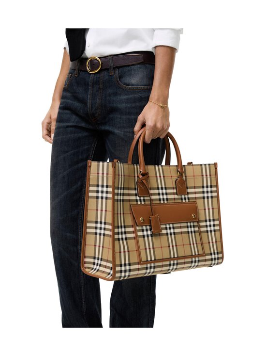 Burberry - Freya Tote Medium -laukku - A9534 VNTG CHK/BRIAR BROWN | Stockmann - photo 5