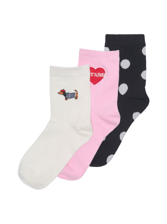 KIDS ONLY - KogIne-brodeeratut sukat 3-pack - CLOUD DANCER PACK:JETAIME/CD AOP DOT/PINK LADYDOG | Stockmann - photo 1