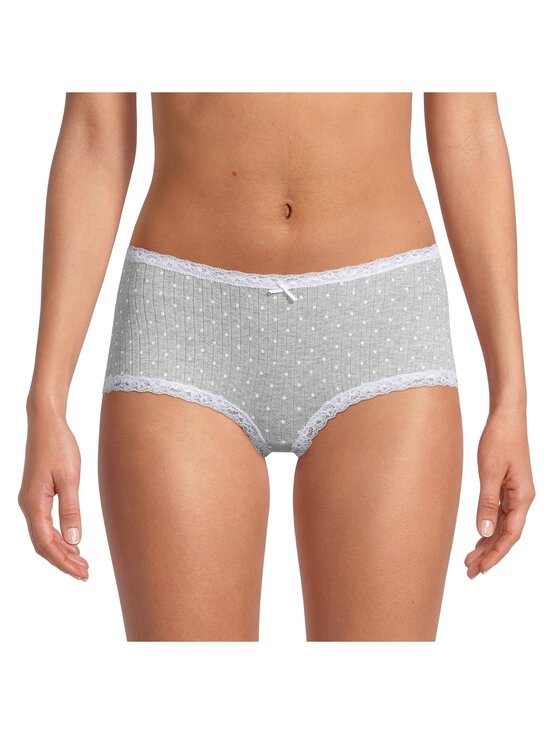 SKIMS - Lightweight Cotton Pointelle -pitsikoristeiset shortsialushousut - LIGHT HEATHER GREY PIN DOT | Stockmann - photo 2