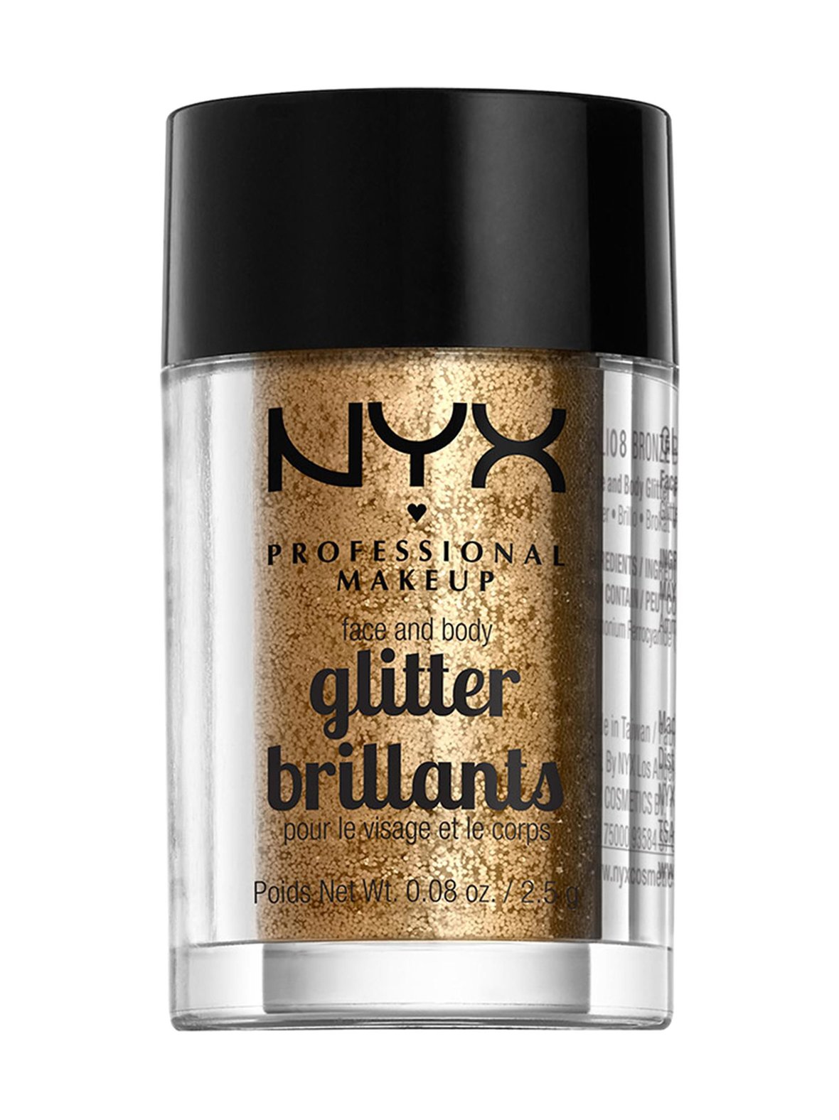 Nyx Professional Makeup – Face & Body Glitter -kimalle kasvoille ja vartalolle, sävy bronze
